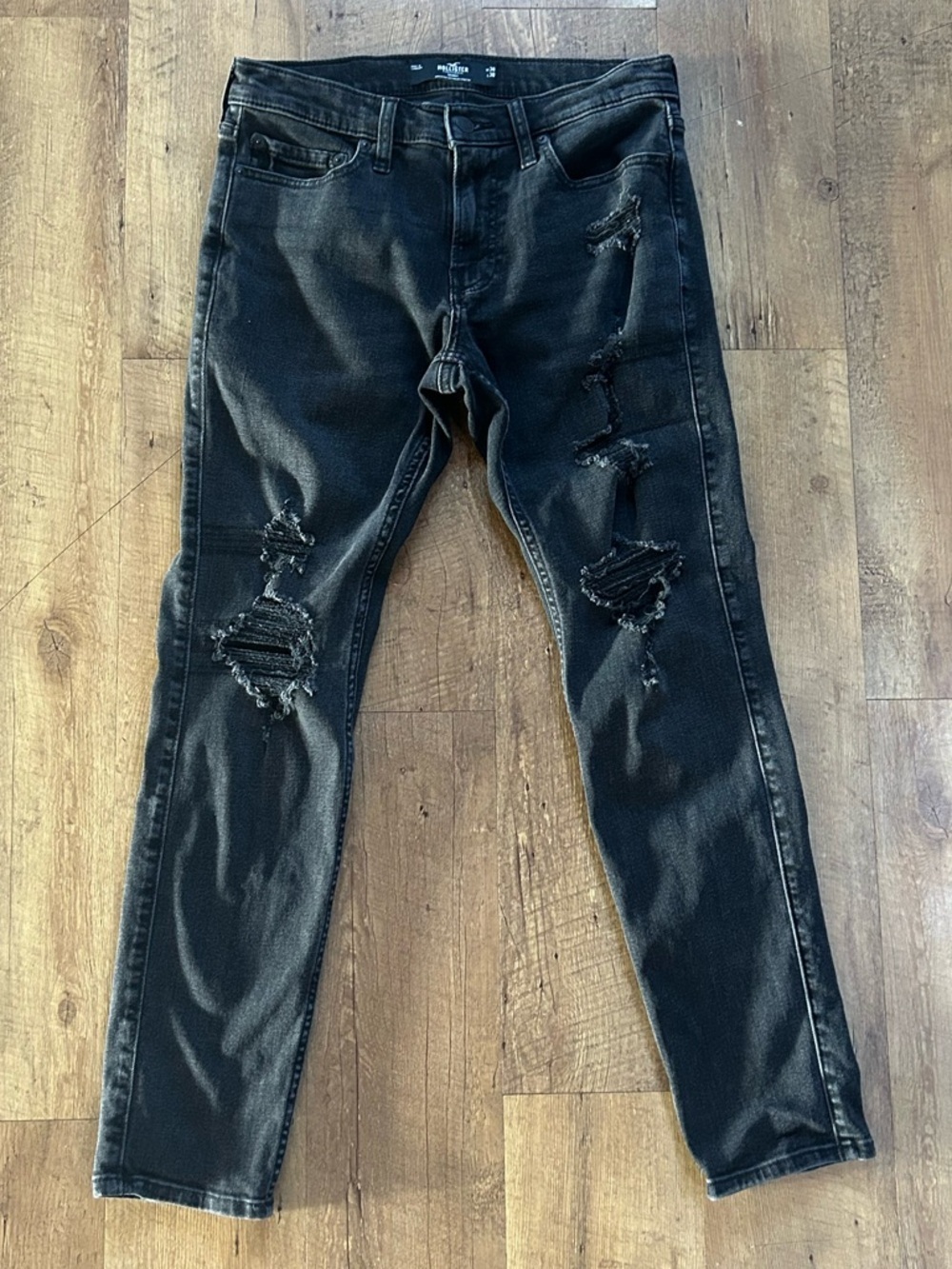 Hollister Black Distressed Skinny Jeans W30 L30 High Rise Stretch